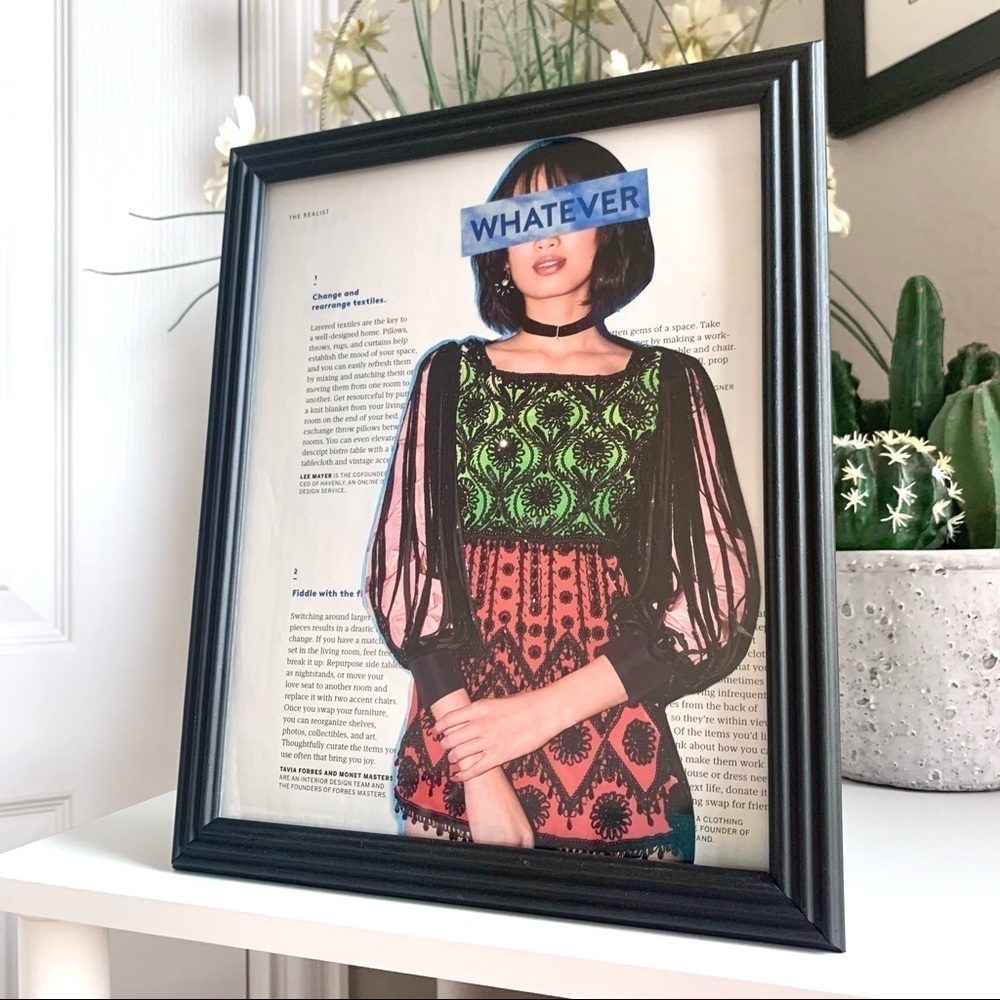 “Whatever” Fashion Collage Wall Art Bold Editorial Pop Aesthetic Decor